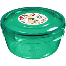 HOMVER для продуктов герметичный круглый 0,86л с замками (зеленый транспарент) HOMVER для продуктов герметичный круглый 0,86л с замками (зеленый транспарент)